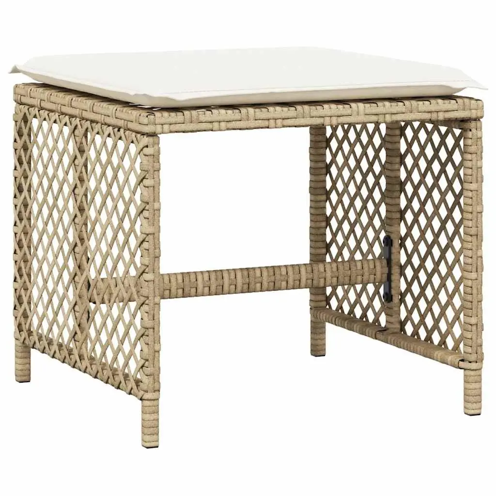 Garden Dining Set Beige Poly Rattan with Cushions Outdoor Patio Furniture 9 Piece