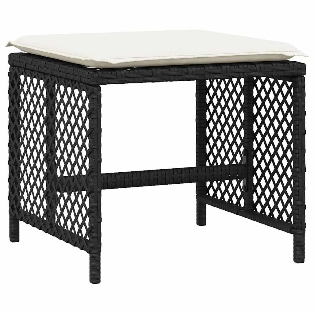 Garden Dining Set 11 Piece Outdoor Furniture Cushions Black Poly Rattan
