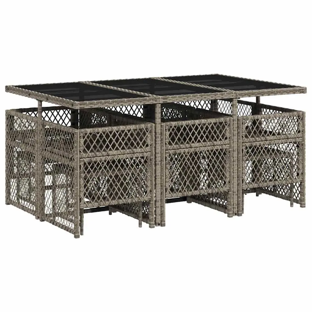 Garden Dining Set 11 Piece Outdoor Furniture Grey Poly Rattan with Cushions