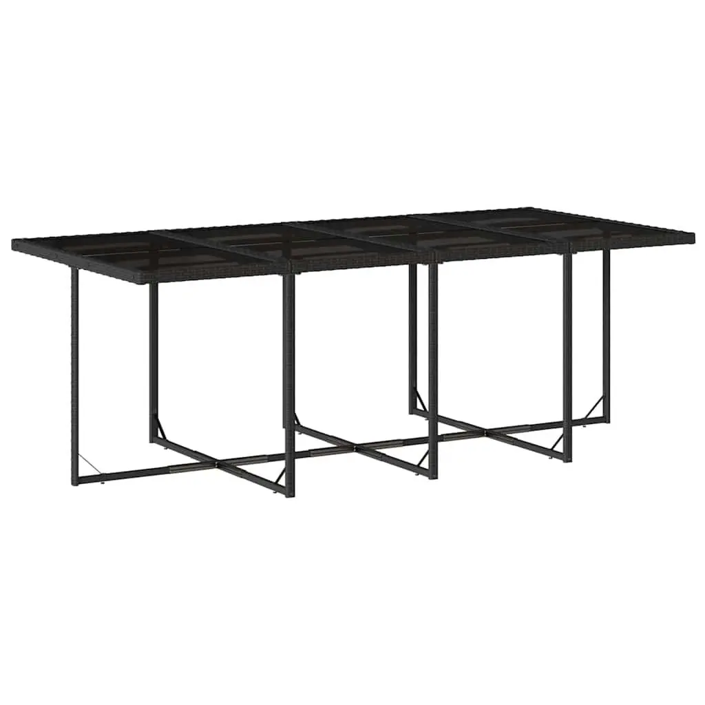 Outdoor Garden Dining Set 13 Piece Black Poly Rattan with Cushions