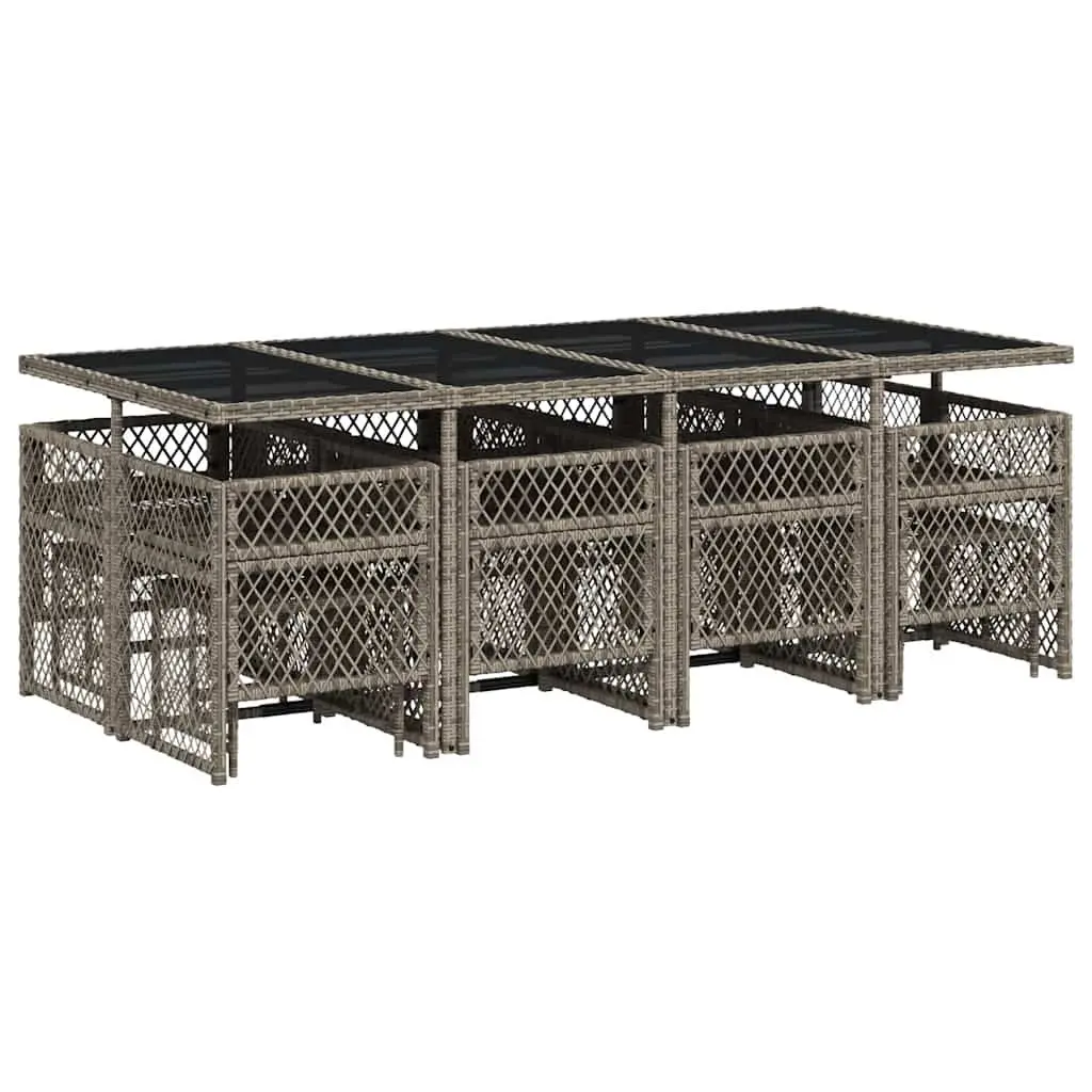Garden Dining Set 13 Piece Outdoor Furniture Grey Poly Rattan Chairs Table