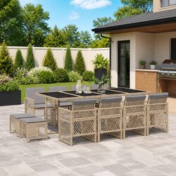 Friendly 13-Piece Rattan Dining Set for Your Garden