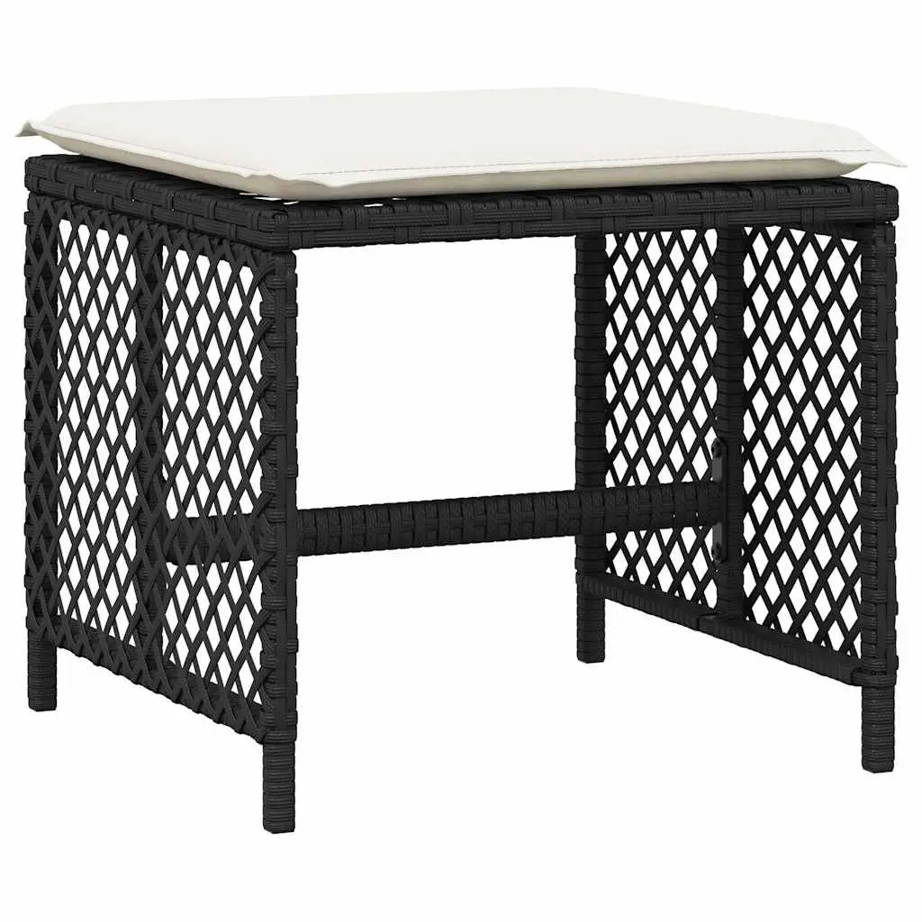 Garden Dining Set Black Rattan 15 Piece Outdoor Patio Furniture with Cushions