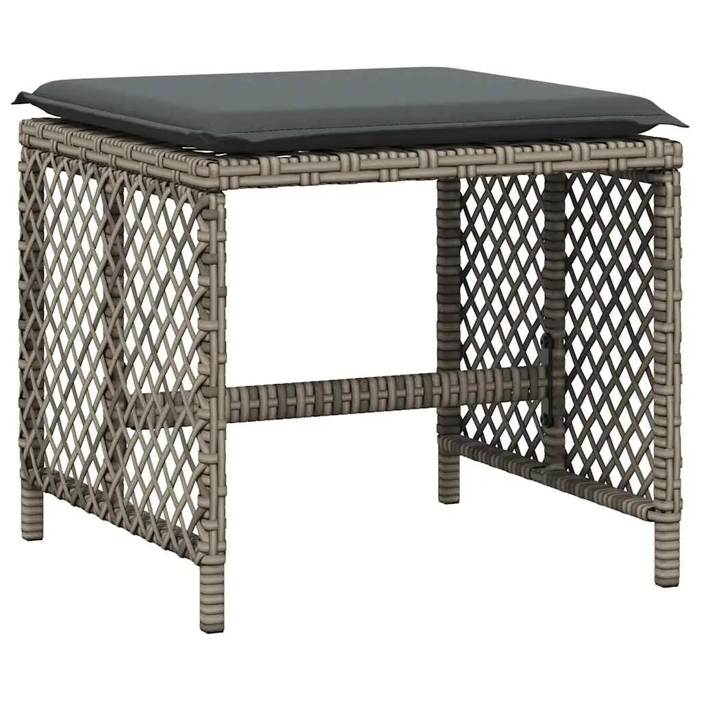 Patio Furniture Set 15 Piece Grey Poly Rattan Dining Table Chairs Cushions