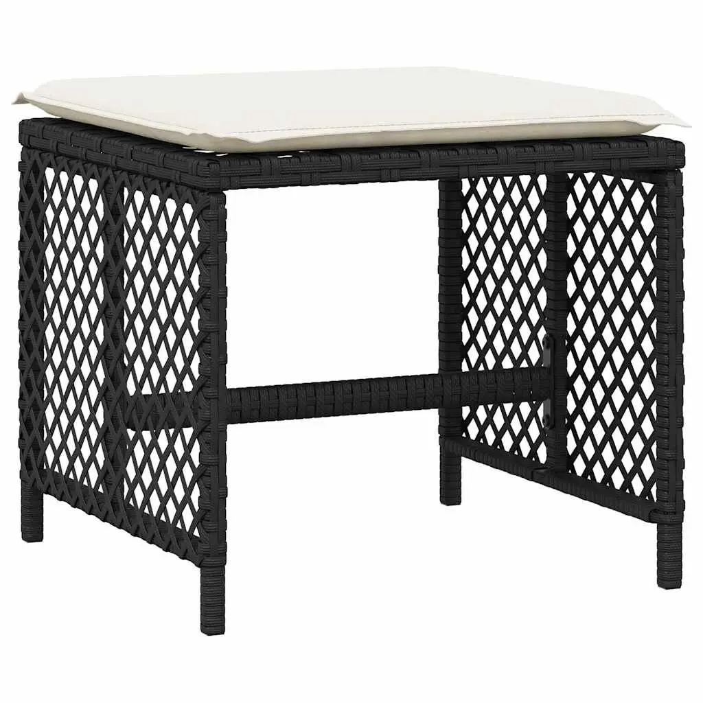 Outdoor Garden Dining Set 15 Piece Black Poly Rattan Table Chairs Cushions Patio