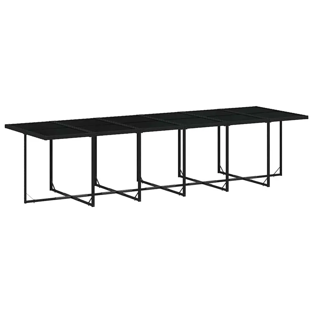 Garden Dining Set 17 Piece Black Poly Rattan Outdoor Furniture with Cushions