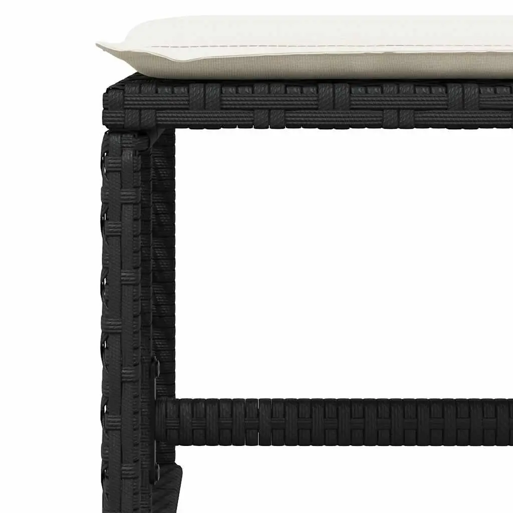 Garden Dining Set 17 Piece Black Poly Rattan Outdoor Furniture with Cushions