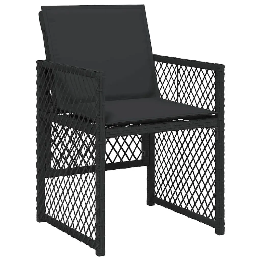 Outdoor Garden Dining Set 17 Piece Black PE Rattan Patio Furniture with Tempered Glass Tabletop and Padded Seat Cushions