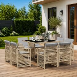 Friendly Outdoor Dining Set: 9 Pieces of Comfort