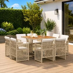 Friendly 9-Piece Beige Patio Dining Set