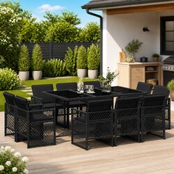 Friendly 11-Piece Black Poly Rattan Garden Set