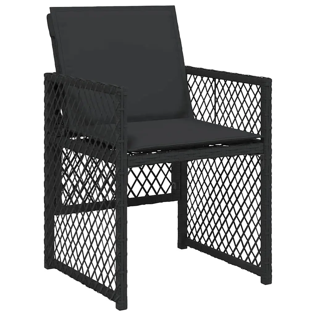 Black Poly Rattan Garden Dining Set 11 Piece Outdoor Patio Furniture with Cushions