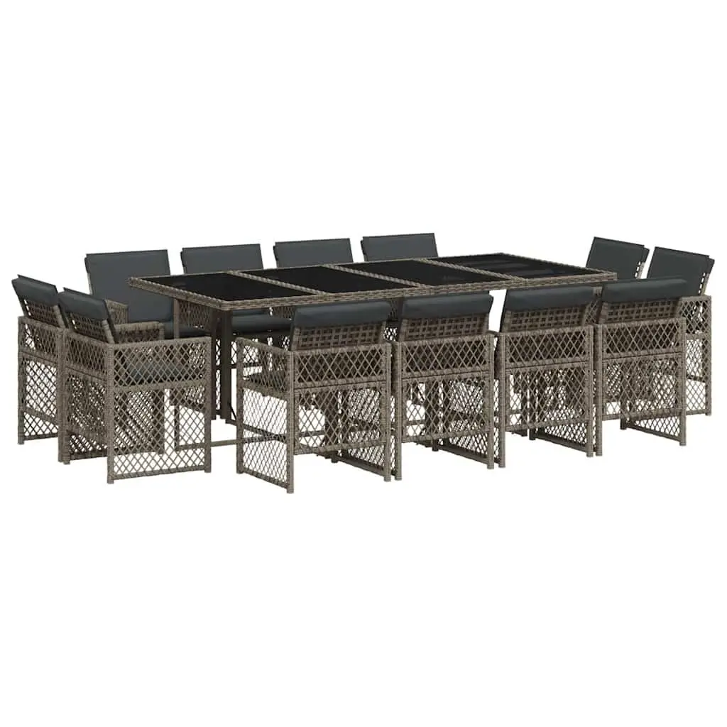 Garden Dining Set Grey 13 Piece Outdoor Furniture with Cushions