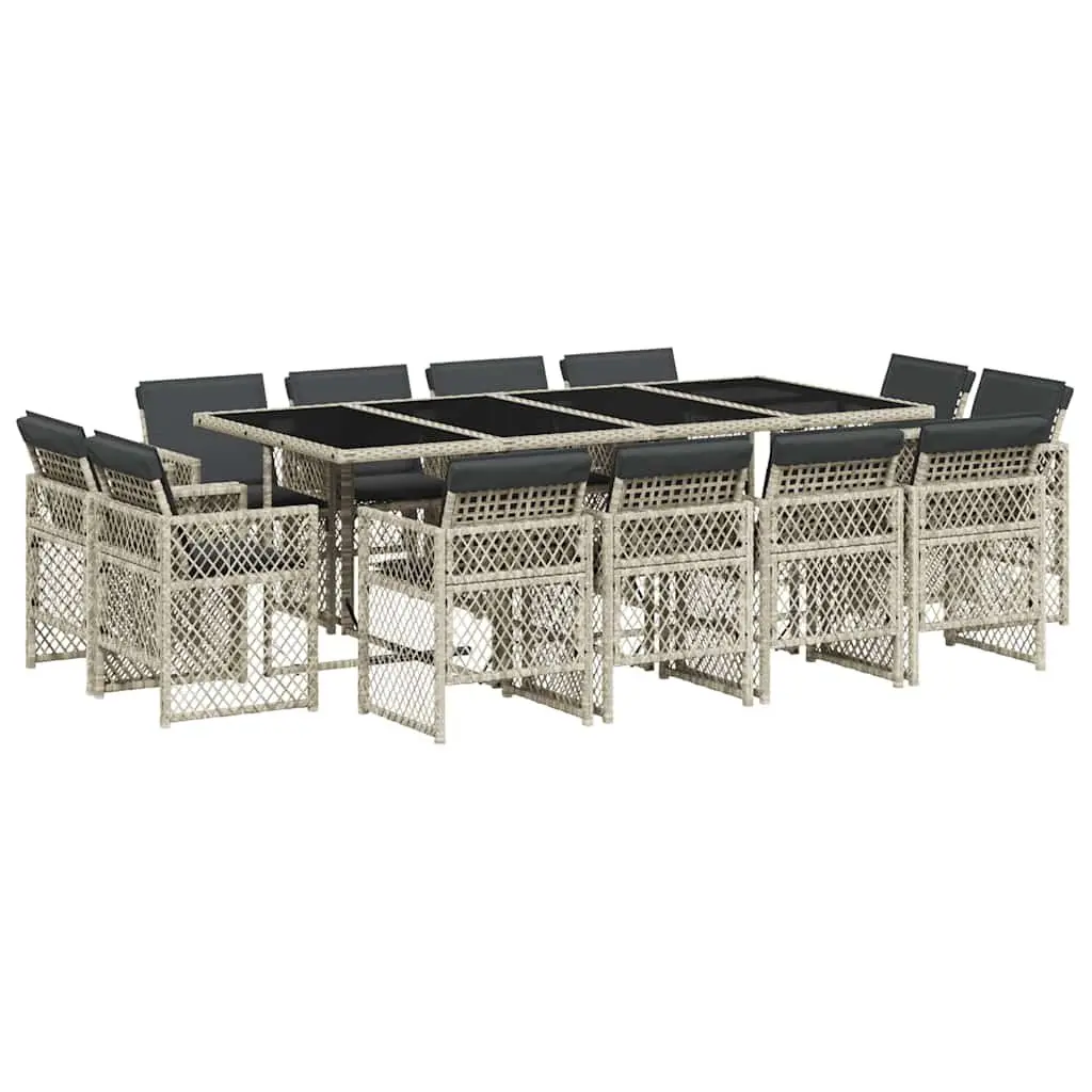 Garden Dining Set Grey 13 Piece Outdoor Furniture Patio Table Chairs Cushions