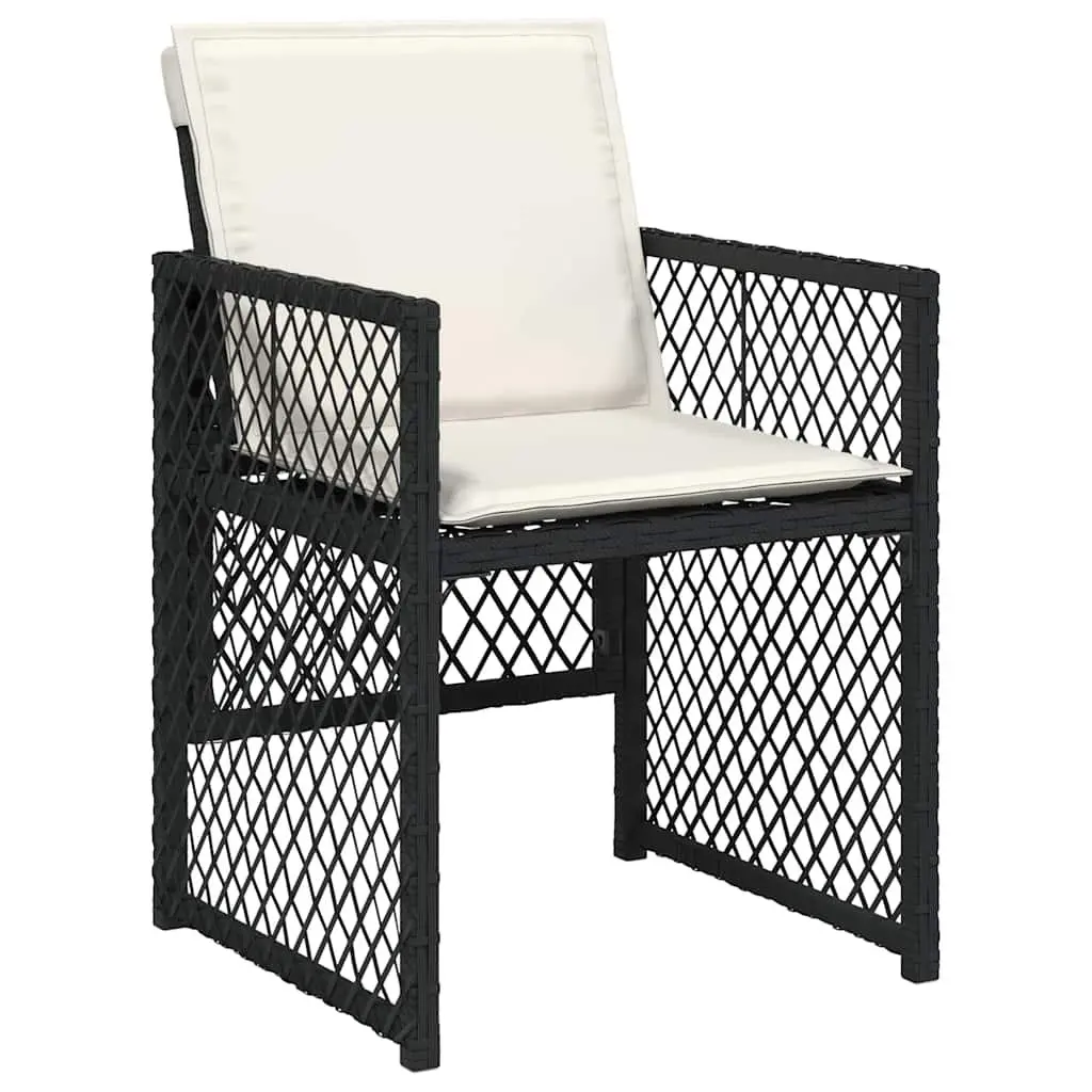 Outdoor Furniture Set 15 Pieces Black Rattan Chairs Acacia Wood Table
