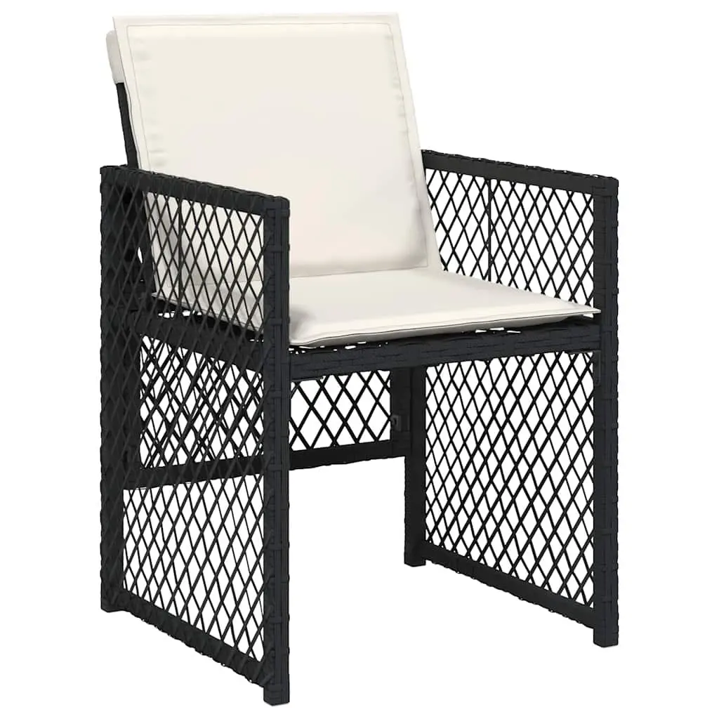 Garden Dining Set 17 Piece Outdoor Furniture Black Poly Rattan Chairs Table