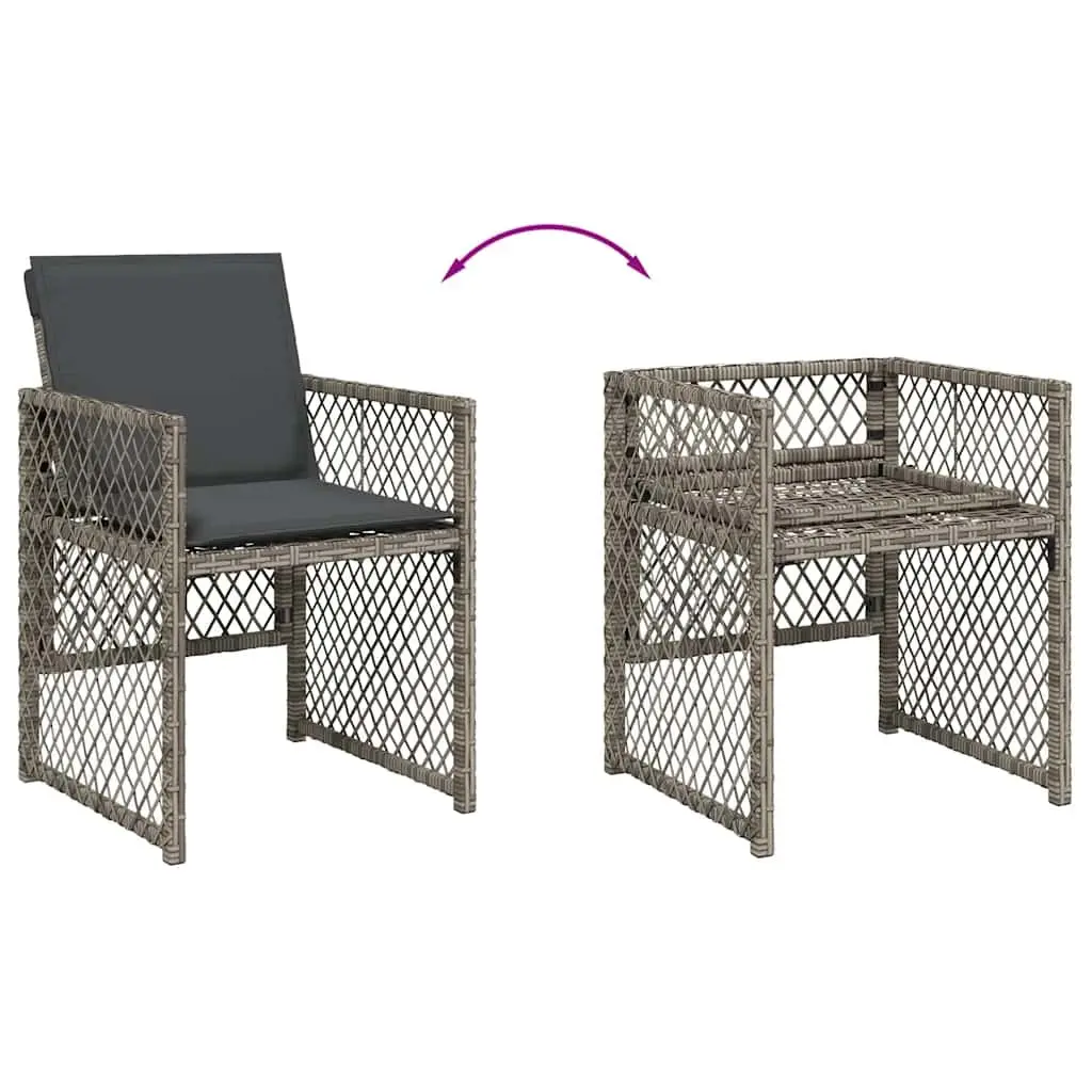 Outdoor Dining Set 17 Pieces Grey Poly Rattan with Cushions Weather Resistant Furniture