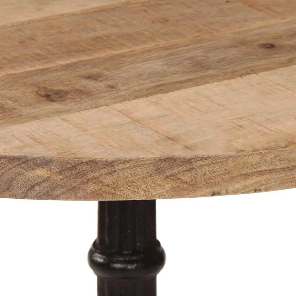Bistro Table Round Wooden Top Cast Iron Base Brown 60cm x 76cm