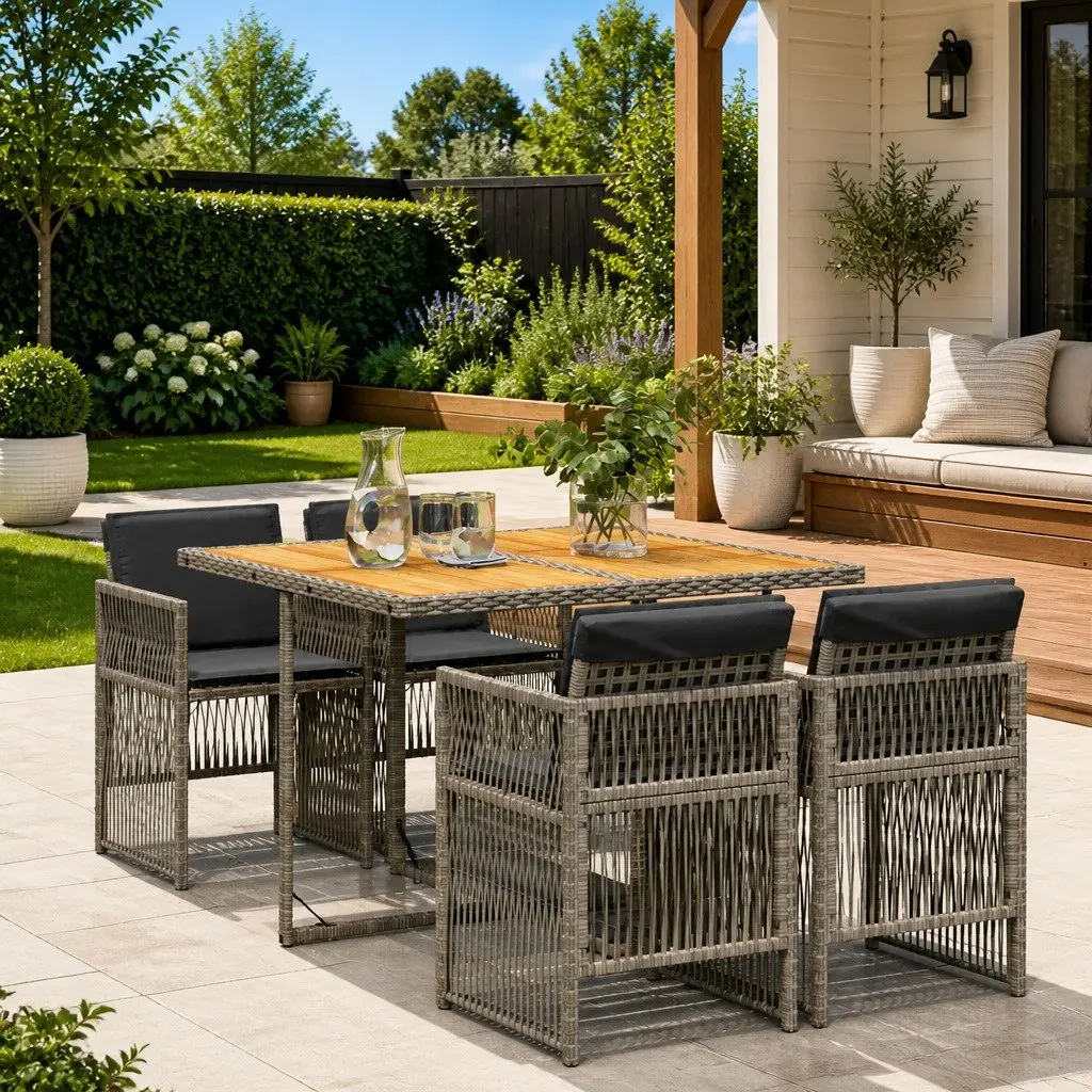 5-Piece Garden Dining Set in Grey