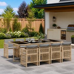 Friendly 9 Piece Garden Dining Set for Relaxed Outdoor Dining