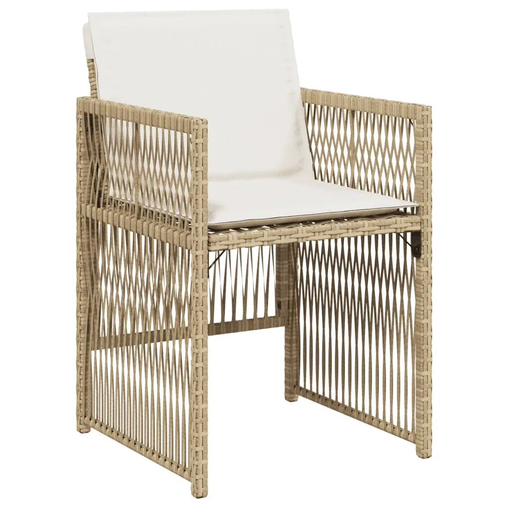 Garden Dining Set 9 Piece Outdoor Furniture with Cushions Beige Poly Rattan
