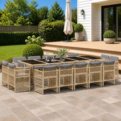 Your Friendly 15 Piece Garden Dining Set - Beige Rattan