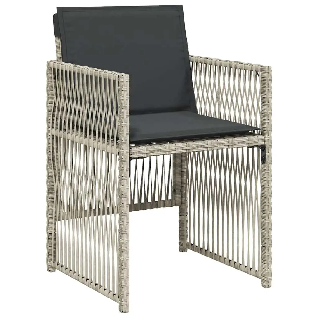 Garden Dining Set Grey Poly Rattan 17 Piece Outdoor Furniture with Tempered Glass Table and Padded Chairs