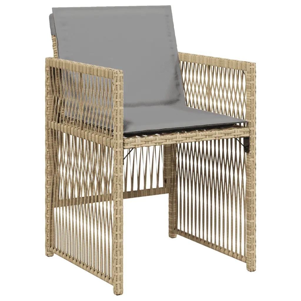 Garden Dining Set 17 Piece Outdoor Furniture Patio Beige PE Rattan Chairs Table
