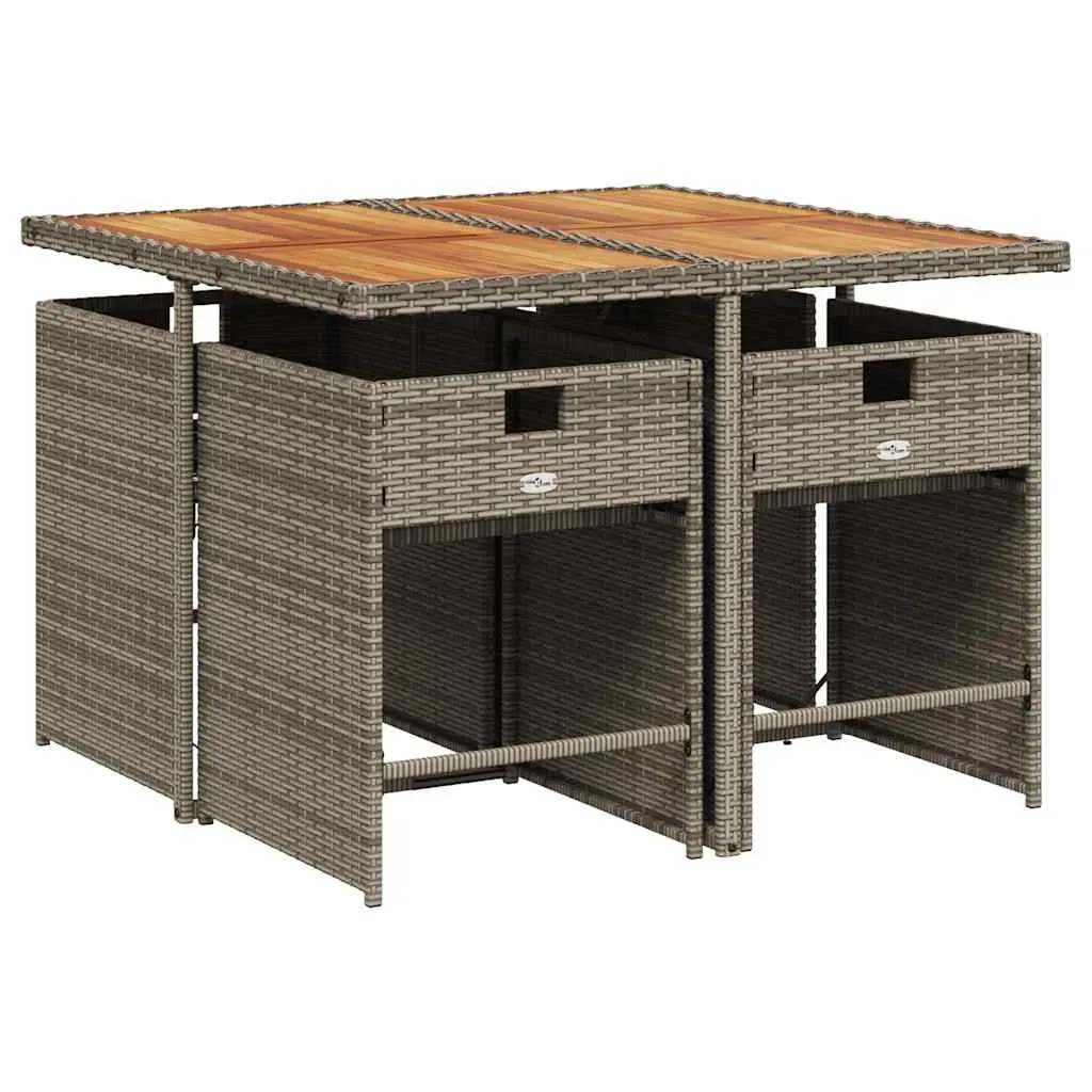 Grey Poly Rattan 5 Piece Outdoor Garden Dining Set with Padded Cushions