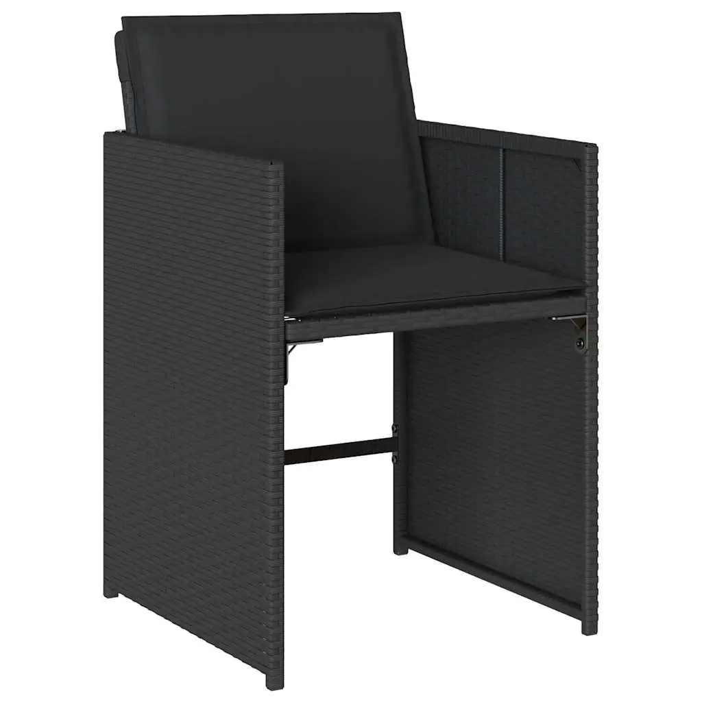 Outdoor Dining Set 7 Piece Black Poly Rattan Chairs Table