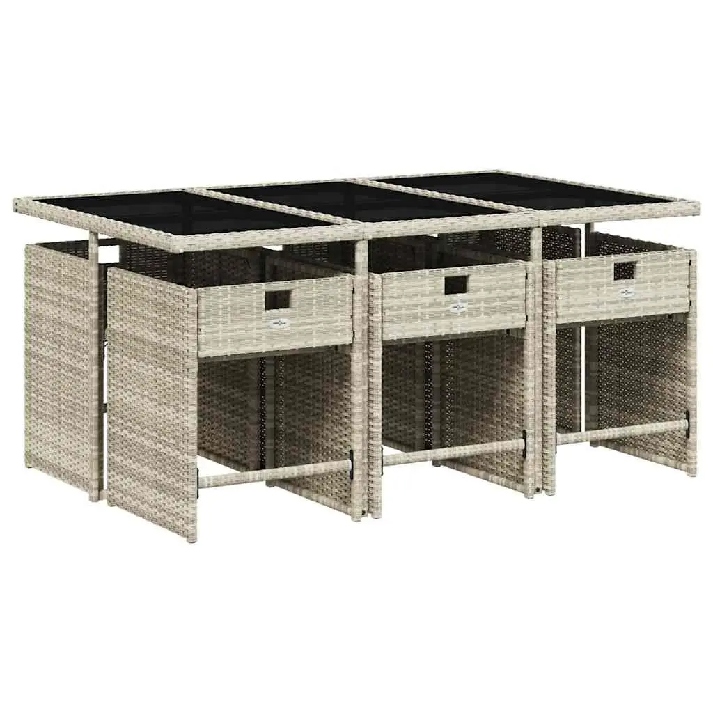 7 Piece Grey Rattan Garden Dining Set Outdoor Furniture with Cushions for Patio and Backyard