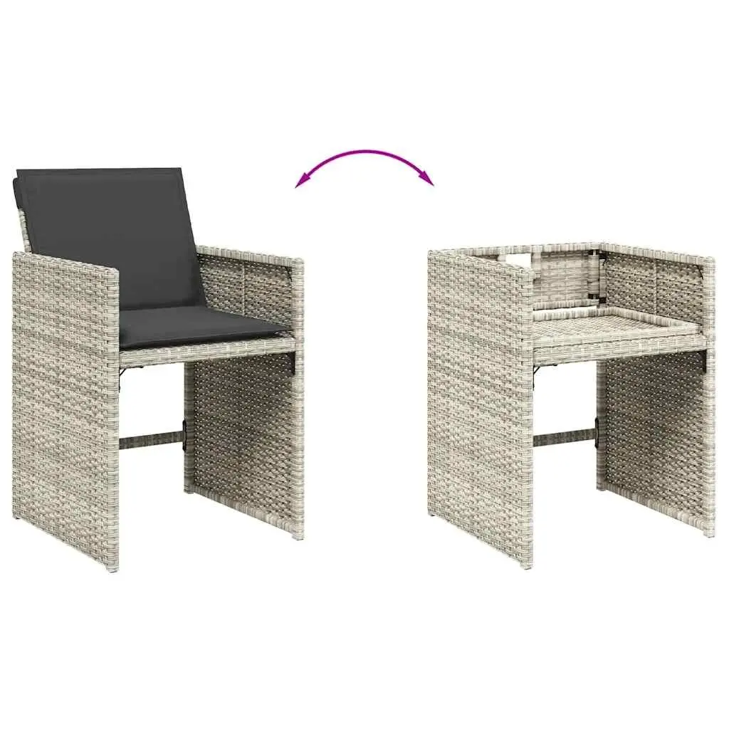 7 Piece Grey Rattan Garden Dining Set Outdoor Furniture with Cushions for Patio and Backyard