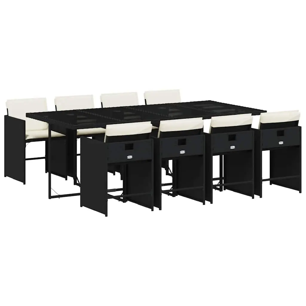 9 Piece Outdoor Garden Dining Set Patio Table Chairs with Cushions Black