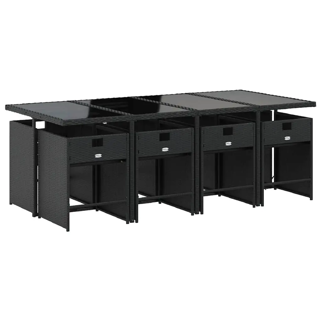 Garden Dining Set 9 Piece Outdoor Furniture Black Table with Cushions