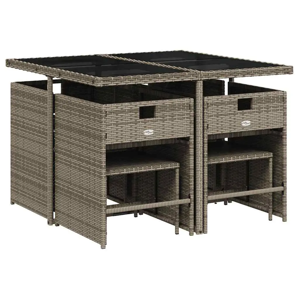 Garden Dining Set 9 Piece Outdoor Table Chairs with Cushions Grey