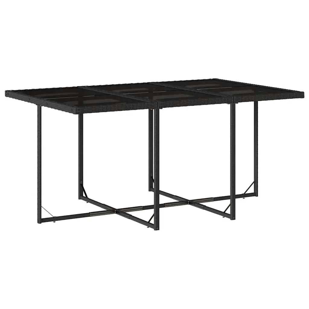Garden Dining Set 11 Piece Outdoor Furniture Table Chairs Cushions Black Poly Rattan