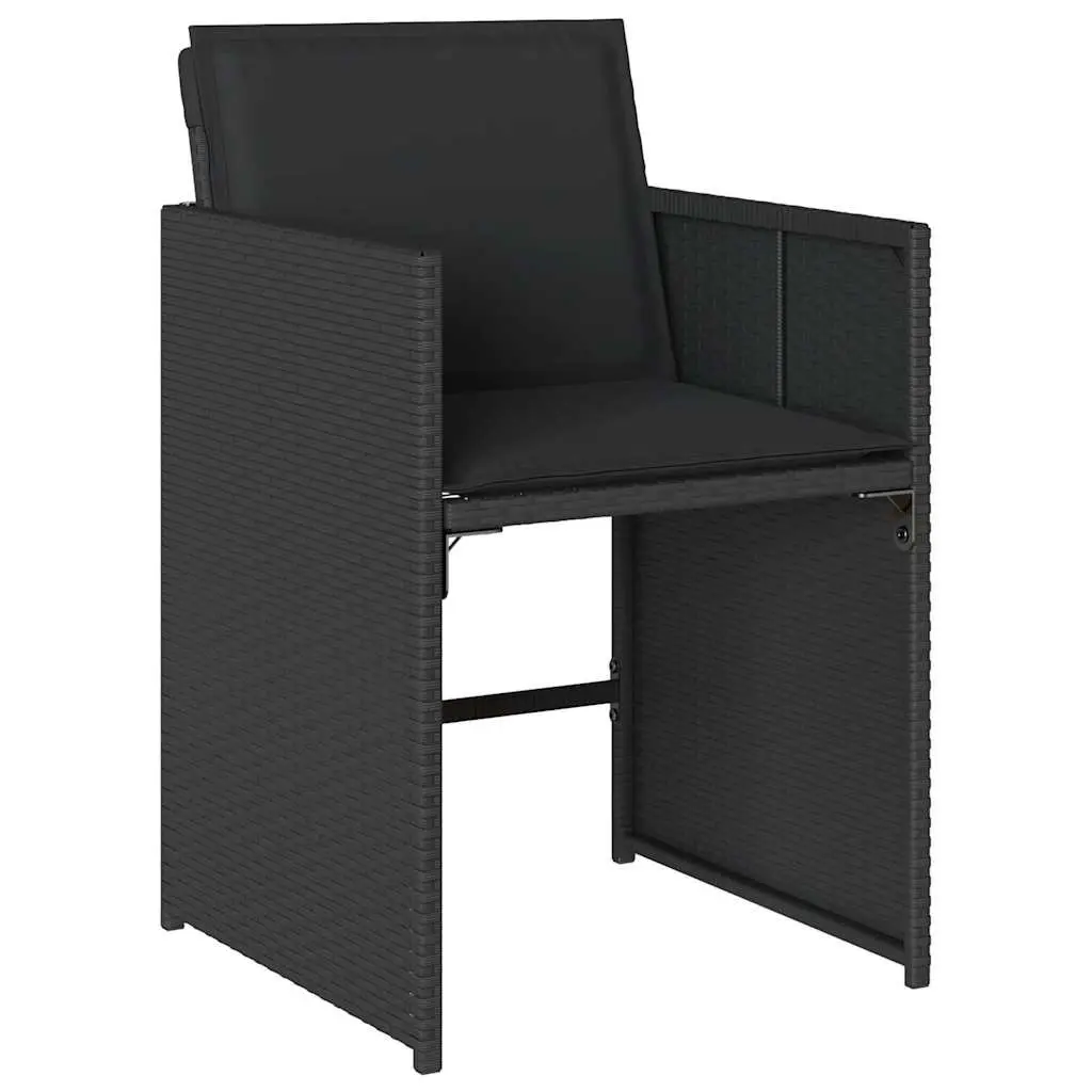 Garden Dining Set 11 Piece Outdoor Furniture Table Chairs Cushions Black Poly Rattan