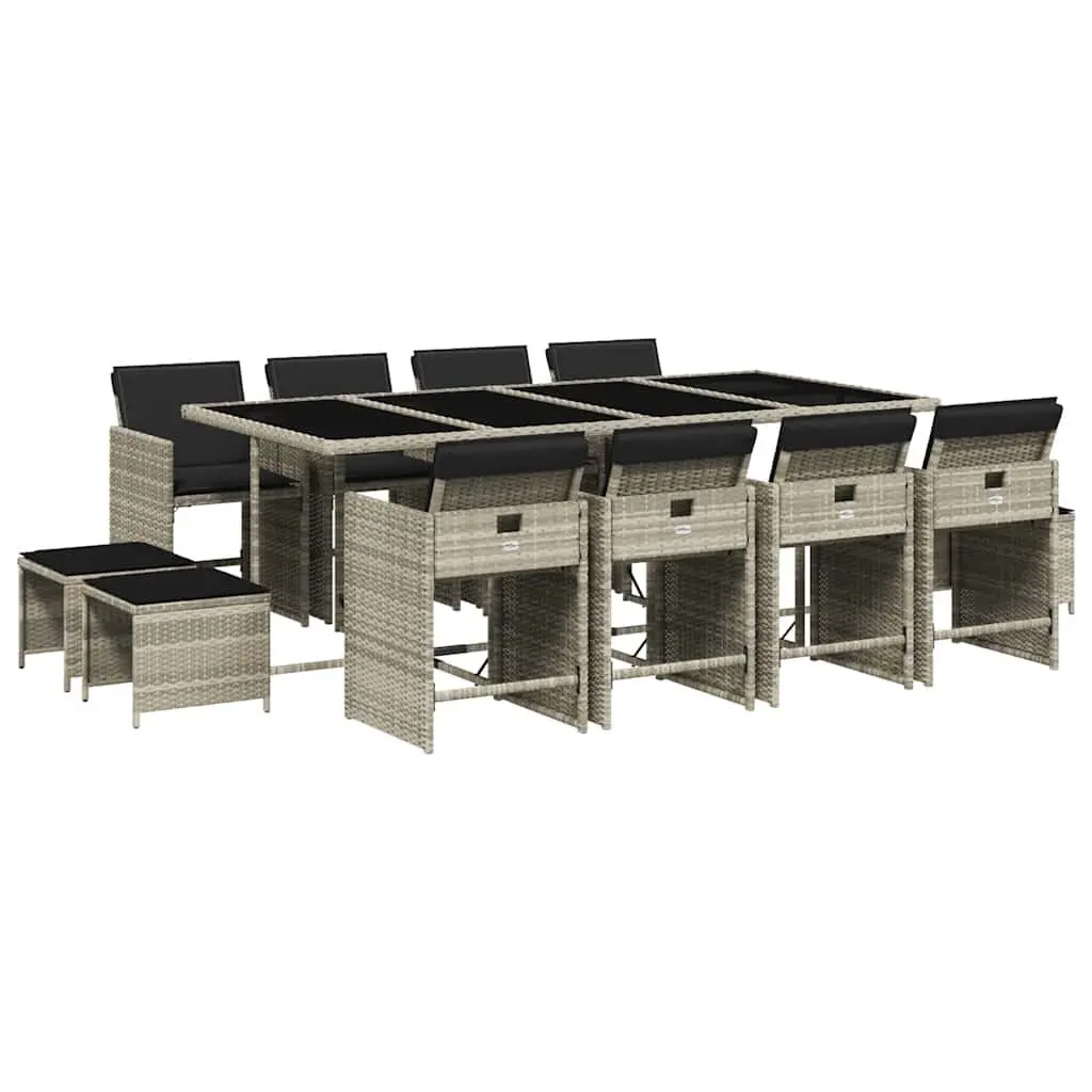 Garden Dining Set 13 Piece Outdoor Furniture Grey Poly Rattan Chairs Table