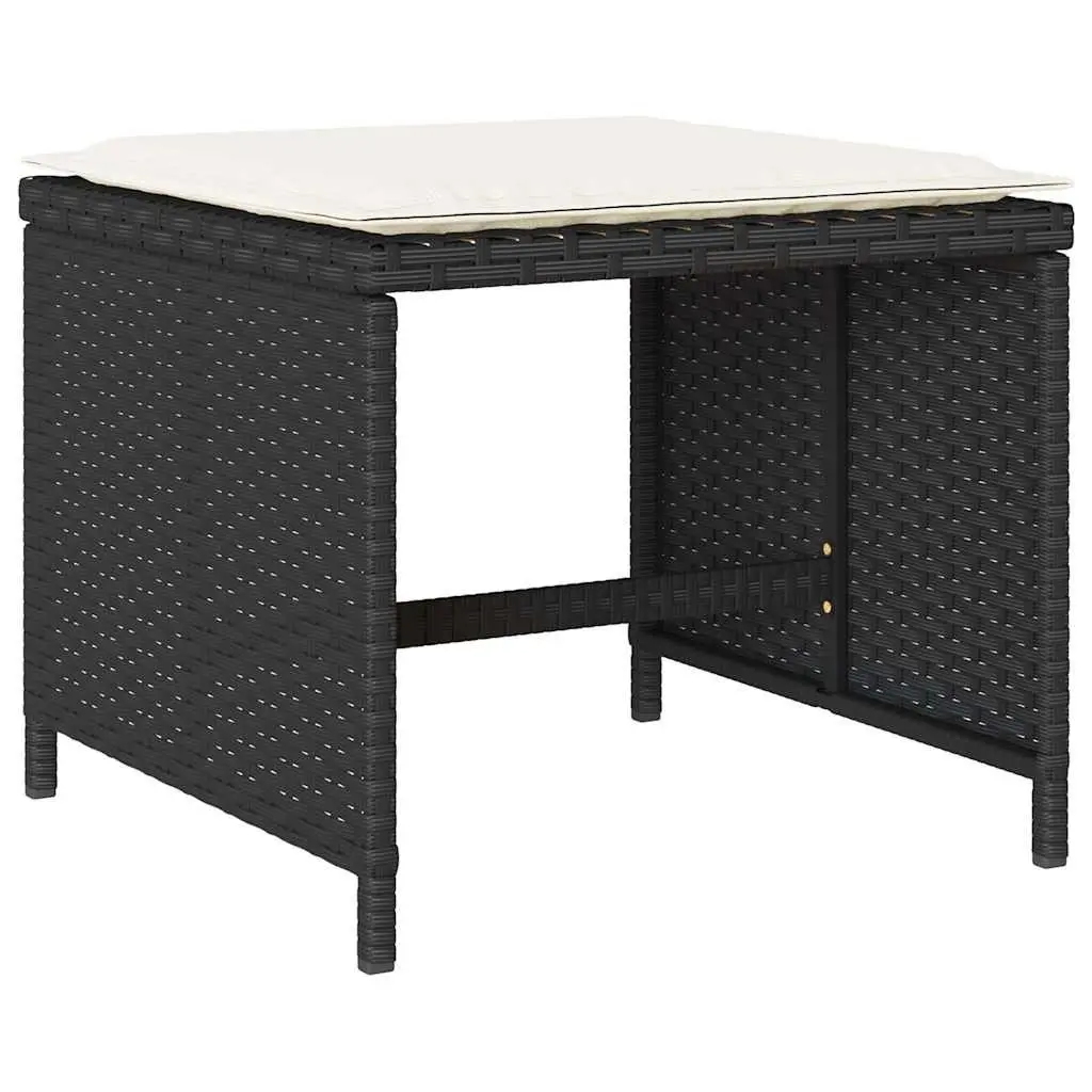 Outdoor Dining Set 15 Piece Space Saving Black Poly Rattan Chairs Table