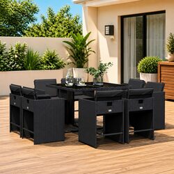 Friendly 9 Piece Outdoor Dining Set with Cushions