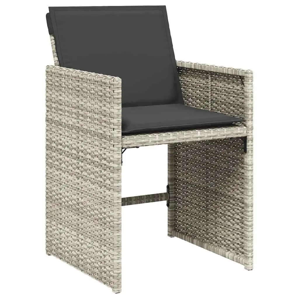 Outdoor Dining Set 9 Piece Space Saving Grey Poly Rattan Table Chairs