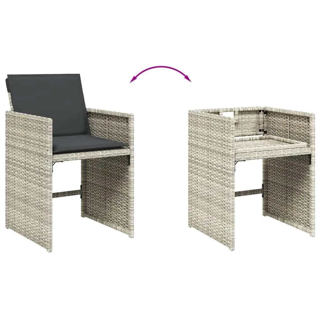 Garden Dining Set 13 Piece Grey Poly Rattan Outdoor Furniture with Cushions