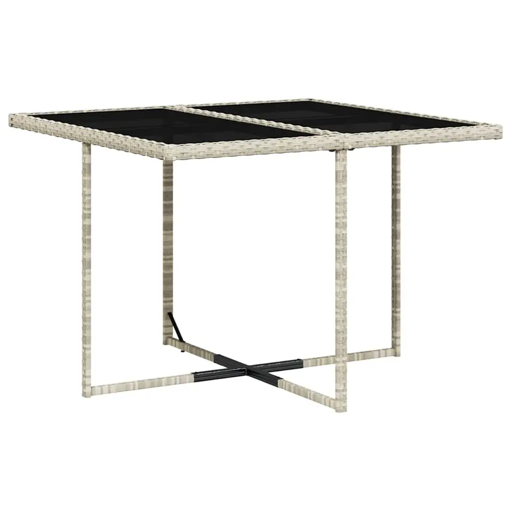 Garden Dining Set 5 Piece Grey Poly Rattan Cushions Glass