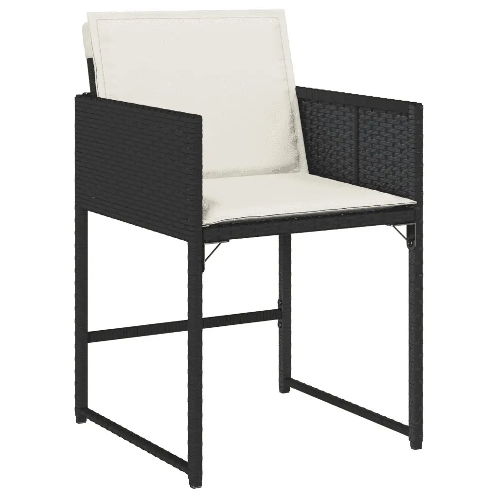 Garden Dining Set 5 Piece Outdoor Furniture Black Poly Rattan Cushioned Chairs