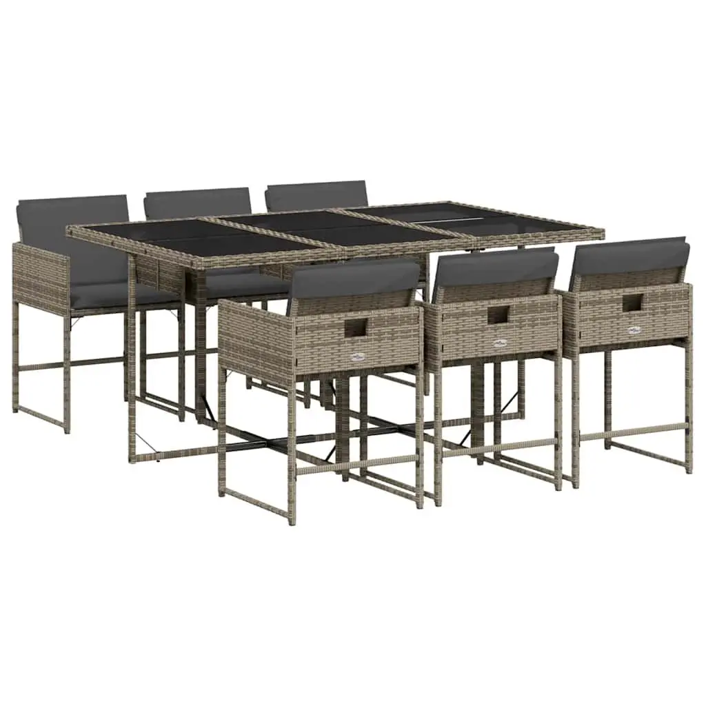 7 Piece Outdoor Patio Furniture Set Grey Poly Rattan Chairs Table Garden Dining Set
