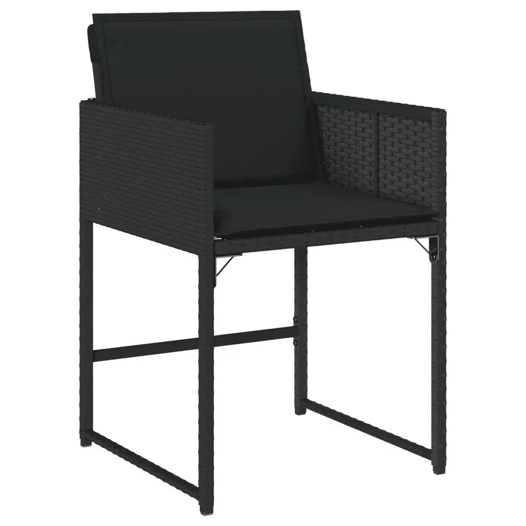 Outdoor Dining Set 11 Piece Poly Rattan Black Cushions Table Chairs