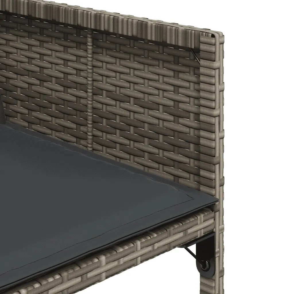 Outdoor Dining Set 11 Piece Grey PE Rattan Table with Chairs and Cushions