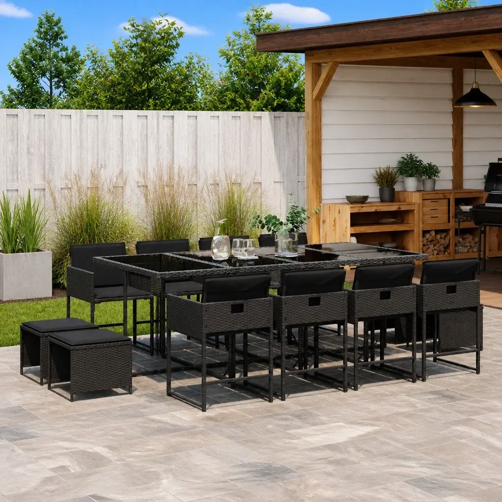 13 Piece Black Outdoor Dining Set