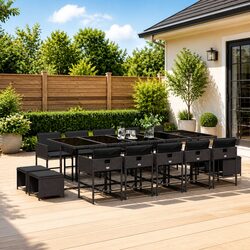 Enjoy Your Outdoors with 15-Piece Dining Set in Black