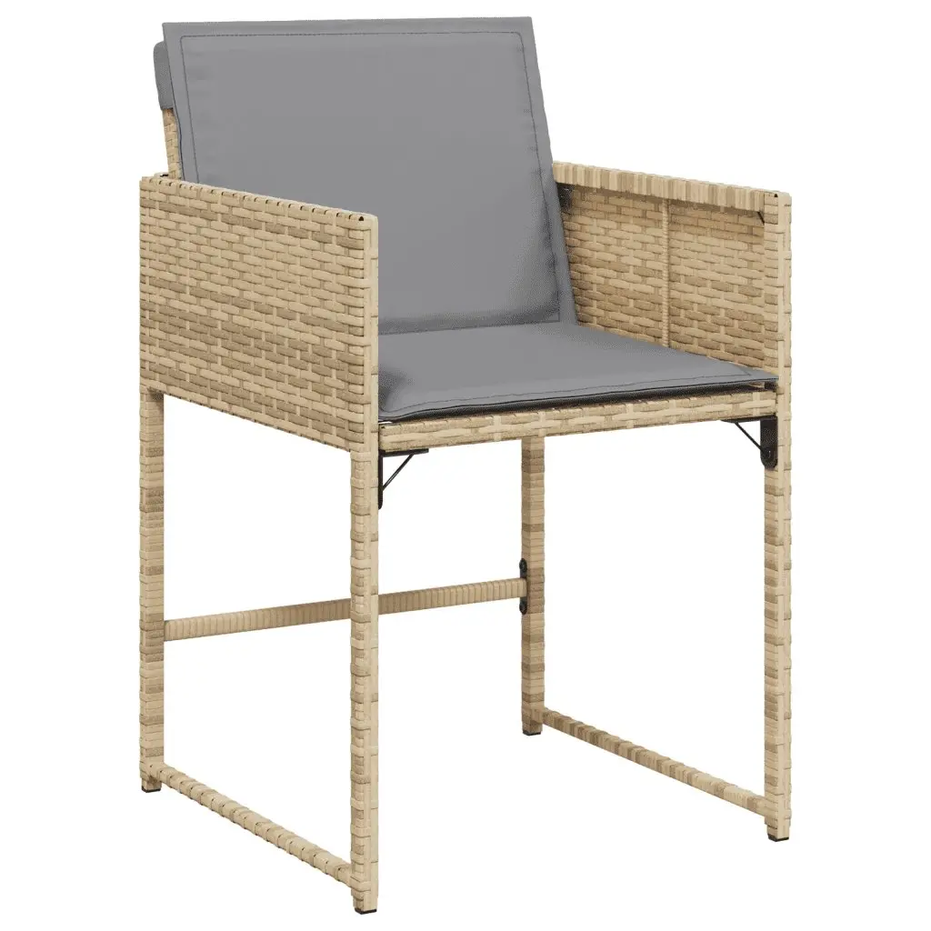 Garden Dining Set 9 Piece Outdoor Furniture Table Chairs Cushions Beige Poly